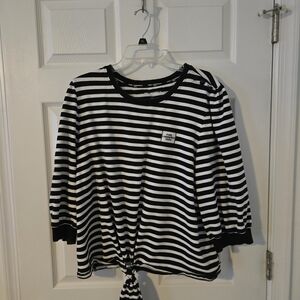 Karl Lagerfeld Black and White Striped Top